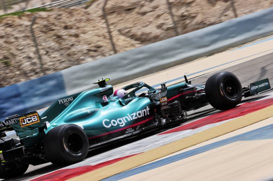 Sebastian Vettel (GER) Aston Martin F1 Team AMR21.
12.03.2021. Formula 1 Testing, Sakhir, Bahrain, Day One.
- www.xpbimages.com, EMail: requests@xpbimages.com &copy; Copyright: Batchelor / XPB Images