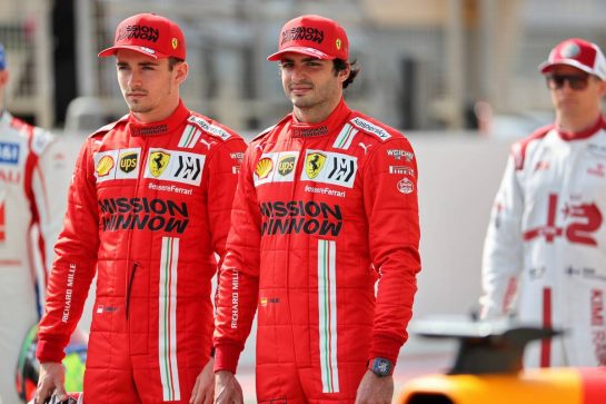 (L to R): Charles Leclerc (MON) Ferrari and Carlos Sainz Jr (ESP) Ferrari.
12.03.2021. Formula 1 Testing, Sakhir, Bahrain, Day One.
- www.xpbimages.com, EMail: requests@xpbimages.com &copy; Copyright: Batchelor / XPB Images