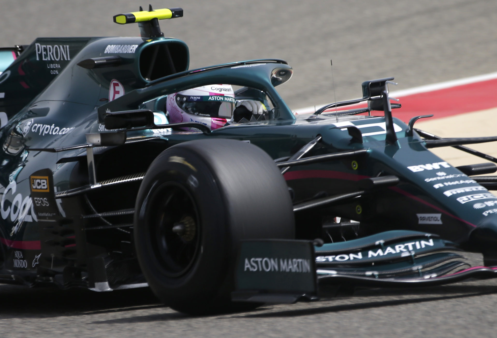 Aston Martin's Vettel in action During F1 testing In Bahrain