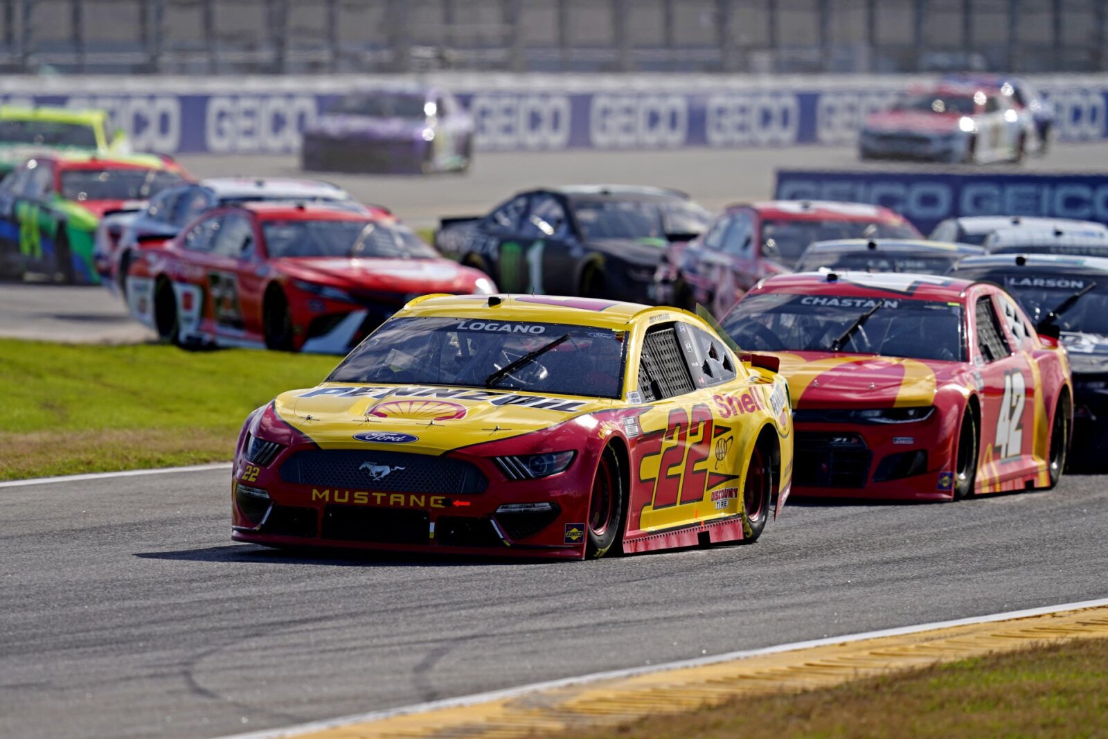Joey Logano in the NASCAR Cup Series race at Daytona