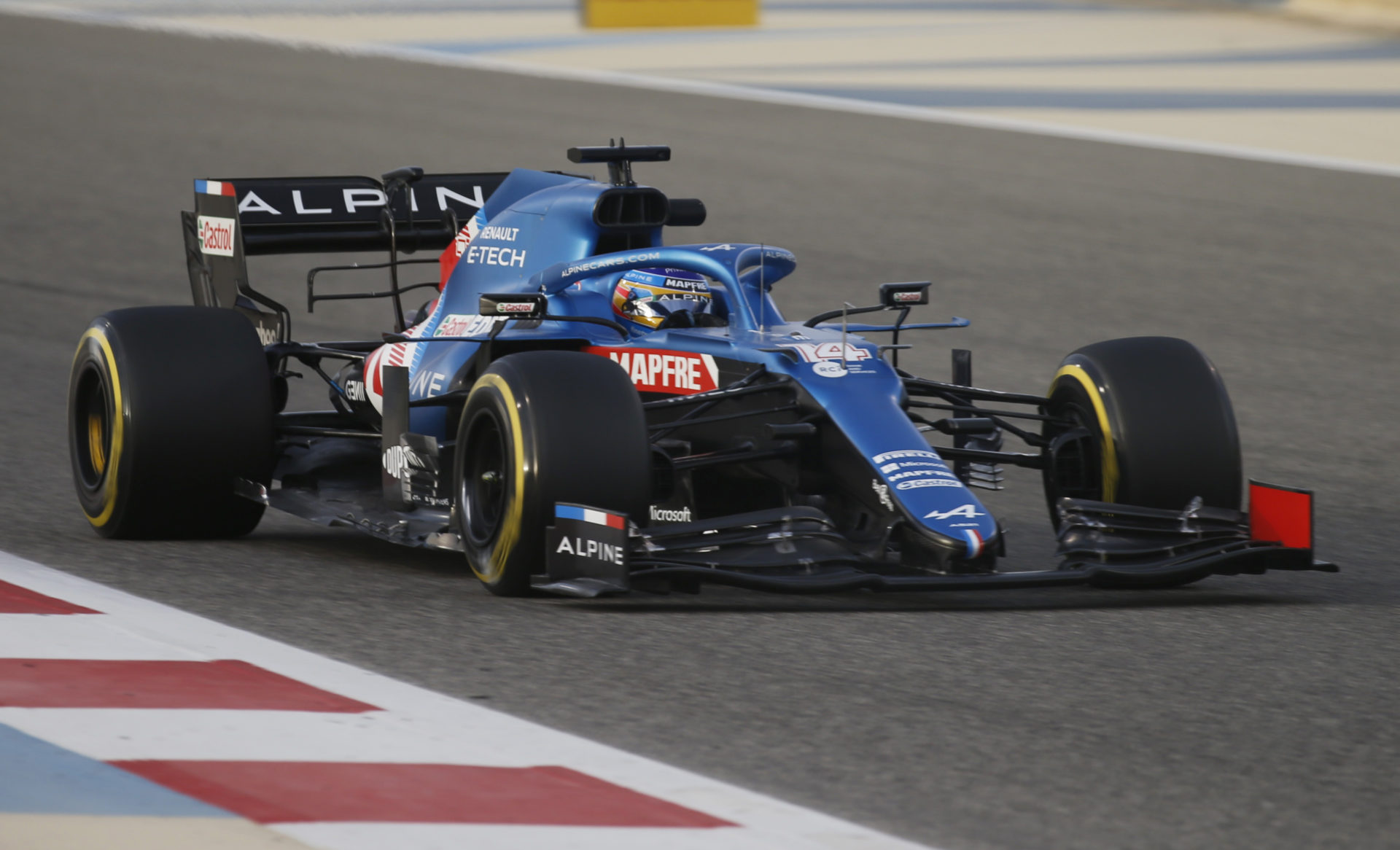 Fernando Alonso in action during pre-season testing with Alpine