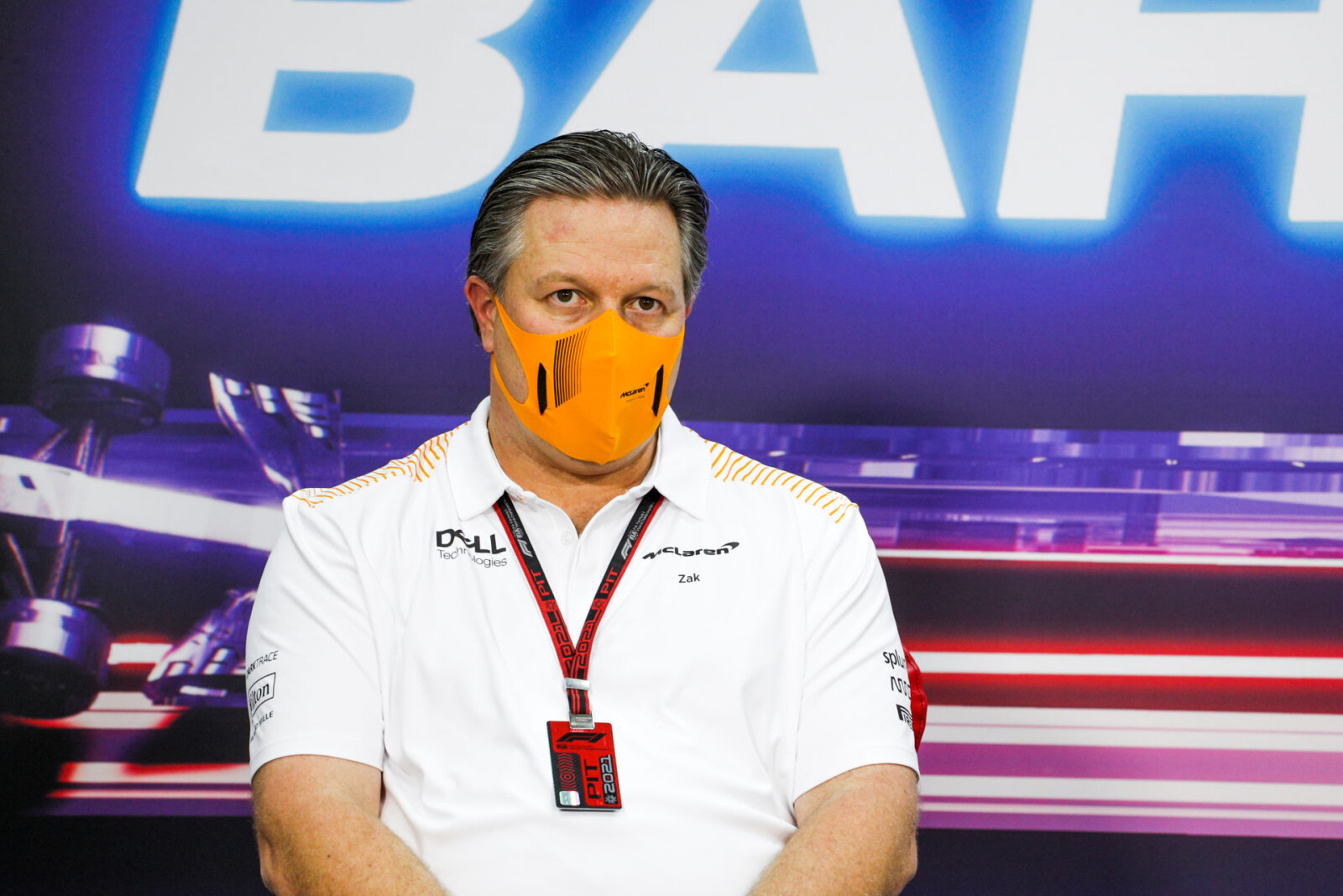 Zak Brown at the presser in Bahrain ahead of the season opener