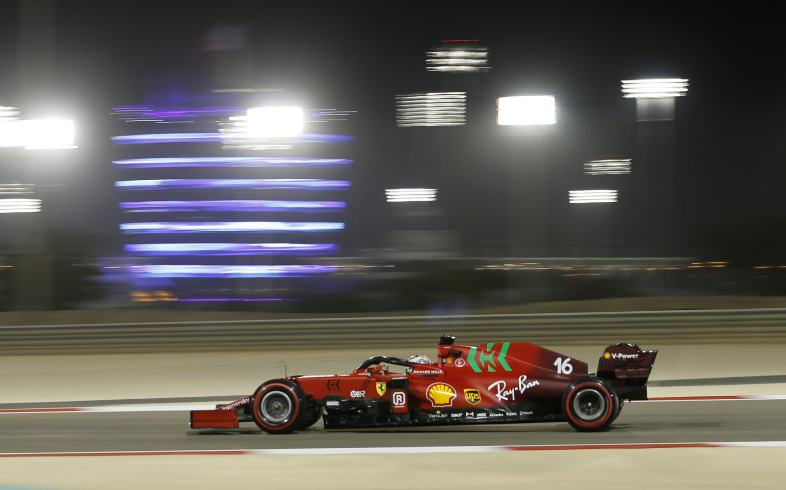 Charles Leclerc and his Ferrari in action in Bahrain