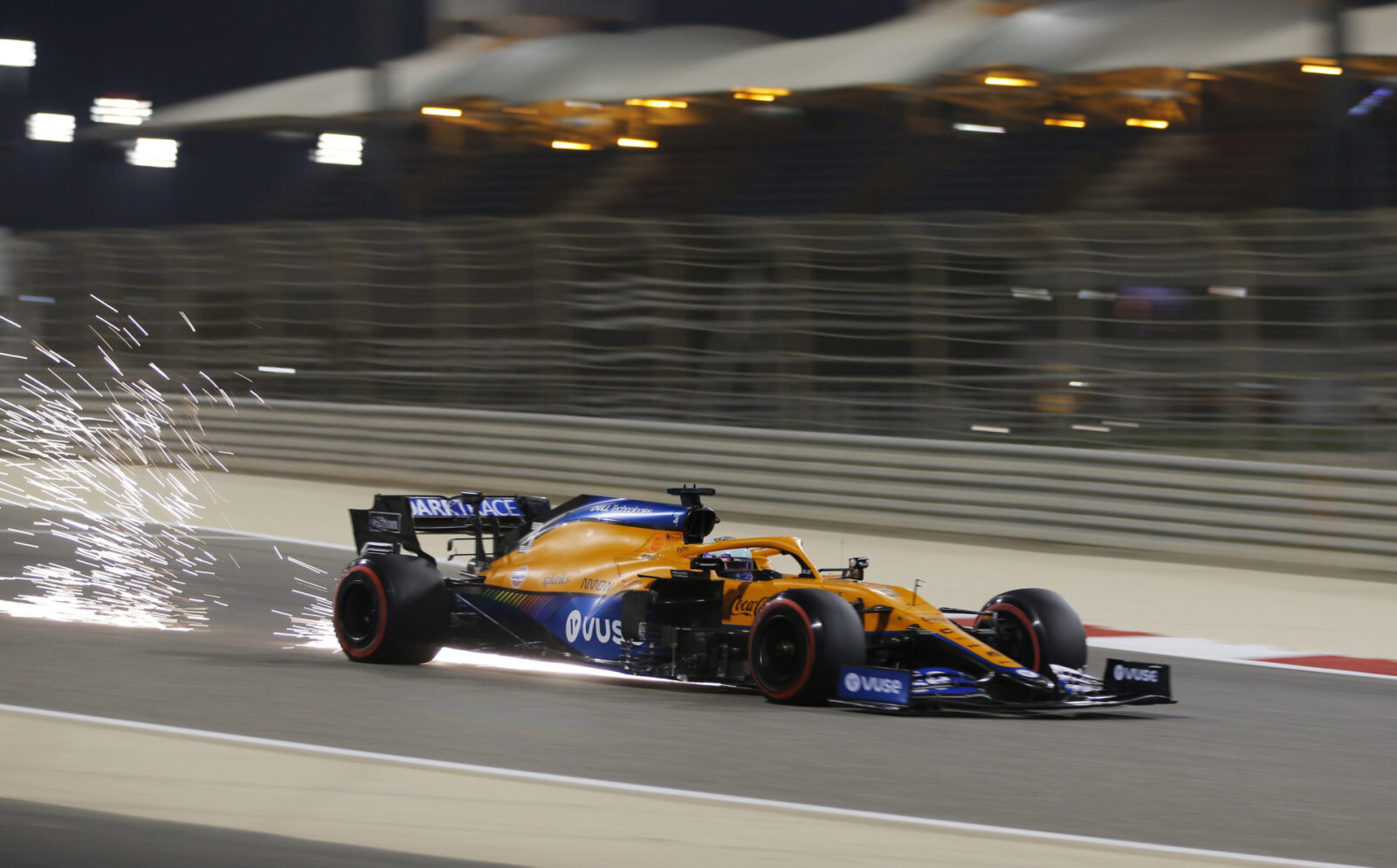 McLaren Formula One driver Daniel Ricciardo taking the McLaren through its paces in testing before the Bahrain Grand Prix
