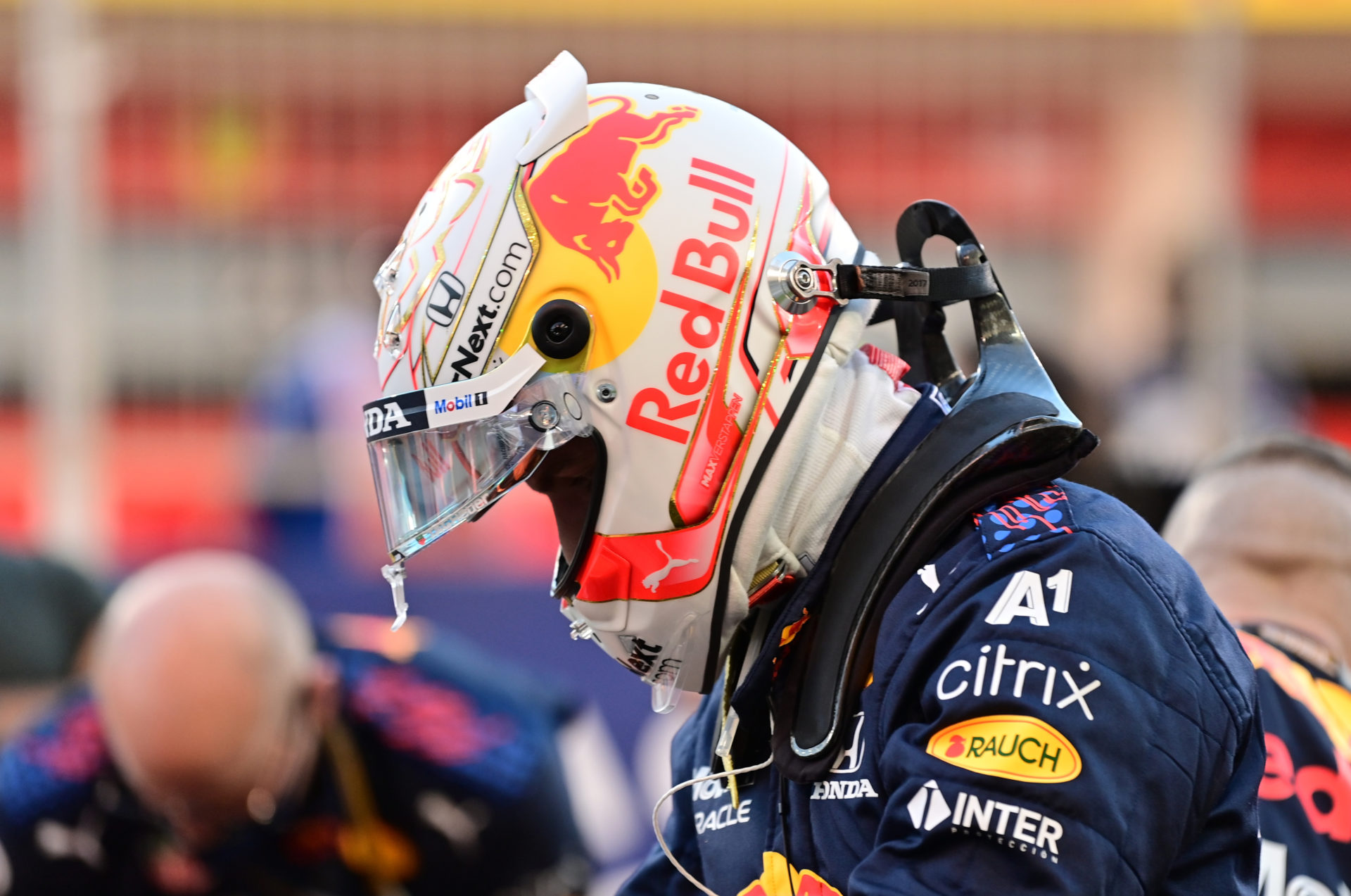 Max Verstappen wearing his helmet