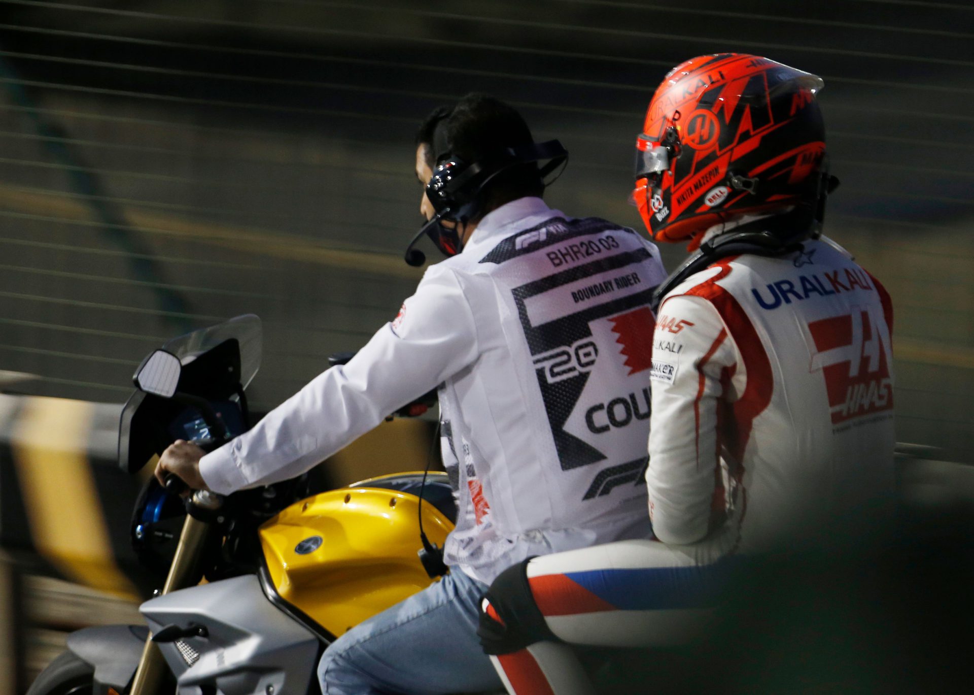 Nikita Mazepin exits the race in Bahrain after his crash