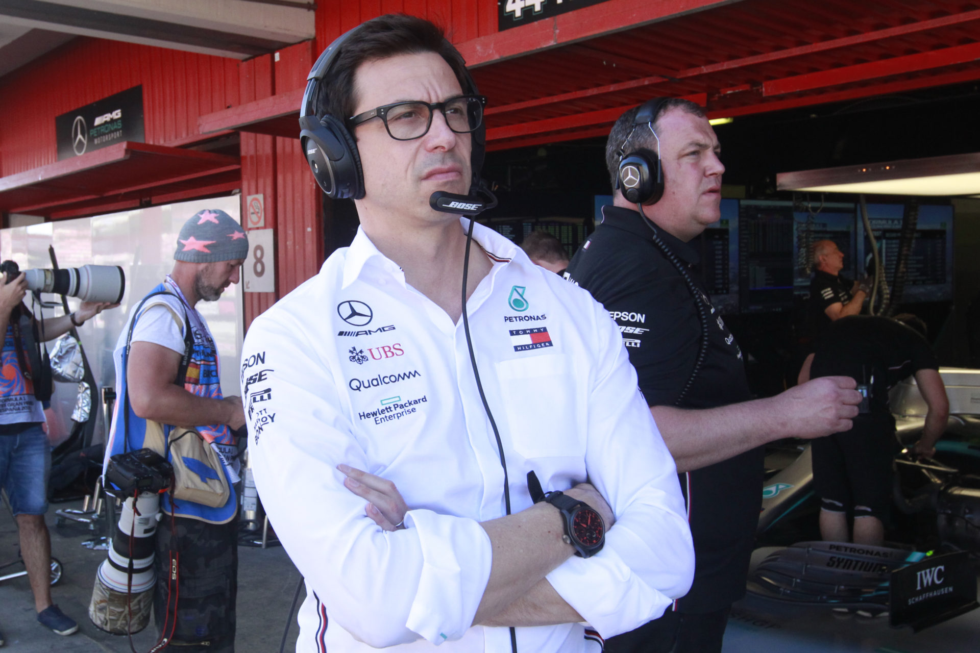 Toto Wolff in the pitlane during practice