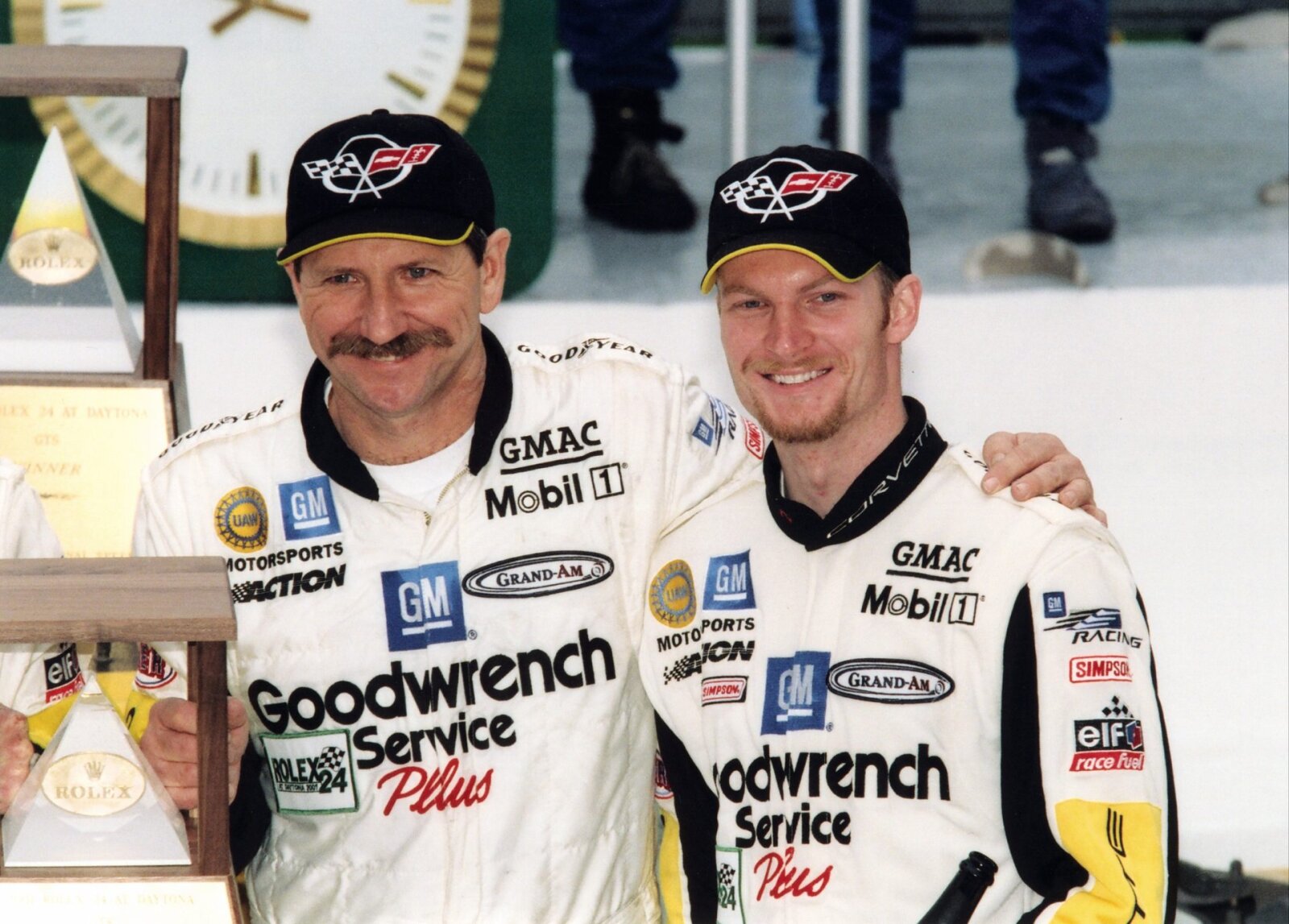 Dale Earnhardt and Dale Earnhardt Jr. prior to the race at Daytona