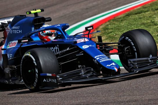 Esteban Ocon (FRA) Alpine F1 Team A521.
16.04.2021. Formula 1 World Championship, Rd 2, Emilia Romagna Grand Prix, Imola, Italy, Practice Day.
- www.xpbimages.com, EMail: requests@xpbimages.com © Copyright: Batchelor / XPB Images