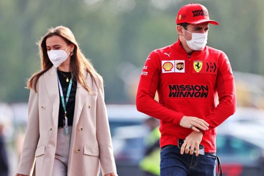 Charles Leclerc (MON) Ferrari with his girlfriend Charlotte Sine (MON).
16.04.2021. Formula 1 World Championship, Rd 2, Emilia Romagna Grand Prix, Imola, Italy, Practice Day.
- www.xpbimages.com, EMail: requests@xpbimages.com © Copyright: Charniaux / XPB Images