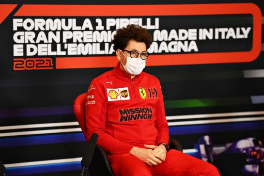Mattia Binotto (ITA) Ferrari Team Principal in the FIA Press Conference.
16.04.2021. Formula 1 World Championship, Rd 2, Emilia Romagna Grand Prix, Imola, Italy, Practice Day.
- www.xpbimages.com, EMail: requests@xpbimages.com © Copyright: FIA Pool Image for Editorial Use Only