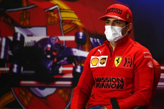 Carlos Sainz Jr (ESP) Ferrari in the FIA Press Conference.
29.04.2021. Formula 1 World Championship, Rd 3, Portuguese Grand Prix, Portimao, Portugal, Preparation Day.
- www.xpbimages.com, EMail: requests@xpbimages.com © Copyright: FIA Pool Image for Editorial Use Only