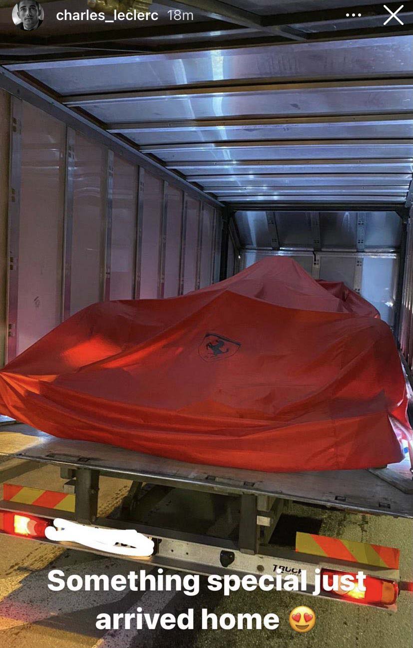 Leclerc gets a special delivery from Maranello