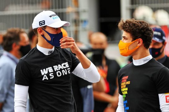 (L to R): George Russell (GBR) Williams Racing with Lando Norris (GBR) McLaren on the grid.
09.05.2021. Formula 1 World Championship, Rd 4, Spanish Grand Prix, Barcelona, Spain, Race Day.
- www.xpbimages.com, EMail: requests@xpbimages.com © Copyright: Moy / XPB Images
