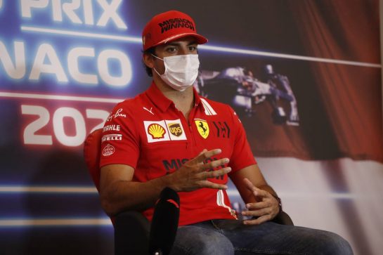 Carlos Sainz Jr (ESP) Ferrari in the FIA Press Conference.
19.05.2021. Formula 1 World Championship, Rd 5, Monaco Grand Prix, Monte Carlo, Monaco, Preparation Day.
- www.xpbimages.com, EMail: requests@xpbimages.com © Copyright: FIA Pool Image for Editorial Use Only
