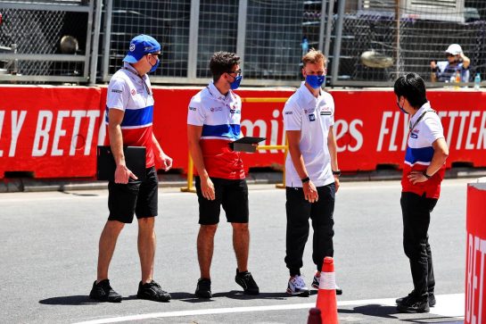 Mick Schumacher (GER) Haas F1 Team walks the circuit with the team.
03.06.2021. Formula 1 World Championship, Rd 6, Azerbaijan Grand Prix, Baku Street Circuit, Azerbaijan, Preparation Day.
- www.xpbimages.com, EMail: requests@xpbimages.com &copy; Copyright: Moy / XPB Images