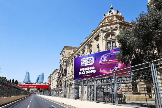 Circuit atmosphere - F1 billboard.
03.06.2021. Formula 1 World Championship, Rd 6, Azerbaijan Grand Prix, Baku Street Circuit, Azerbaijan, Preparation Day.
- www.xpbimages.com, EMail: requests@xpbimages.com &copy; Copyright: Moy / XPB Images