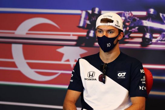 Pierre Gasly (FRA) AlphaTauri in the FIA Press Conference.
03.06.2021. Formula 1 World Championship, Rd 6, Azerbaijan Grand Prix, Baku Street Circuit, Azerbaijan, Preparation Day.
- www.xpbimages.com, EMail: requests@xpbimages.com &copy; Copyright: FIA Pool Image for Editorial Use Only
