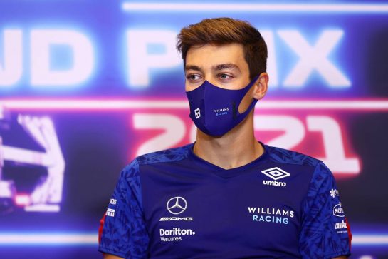 George Russell (GBR) Williams Racing in the FIA Press Conference.
03.06.2021. Formula 1 World Championship, Rd 6, Azerbaijan Grand Prix, Baku Street Circuit, Azerbaijan, Preparation Day.
- www.xpbimages.com, EMail: requests@xpbimages.com &copy; Copyright: FIA Pool Image for Editorial Use Only