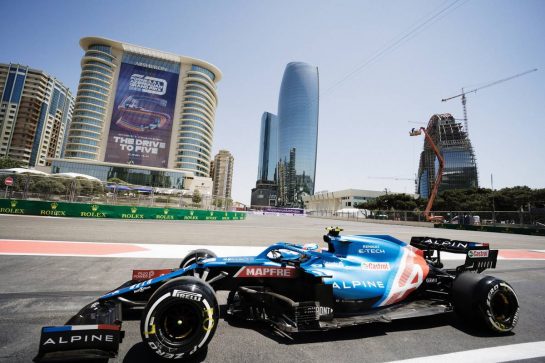 Esteban Ocon (FRA) Alpine F1 Team A521.
04.06.2021. Formula 1 World Championship, Rd 6, Azerbaijan Grand Prix, Baku Street Circuit, Azerbaijan, Practice Day.
- www.xpbimages.com, EMail: requests@xpbimages.com © Copyright: Bearne / XPB Images