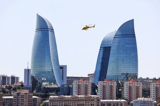 Scenic Baku - TV helicopter.
05.06.2021. Formula 1 World Championship, Rd 6, Azerbaijan Grand Prix, Baku Street Circuit, Azerbaijan, Qualifying Day.
- www.xpbimages.com, EMail: requests@xpbimages.com &copy; Copyright: Moy / XPB Images