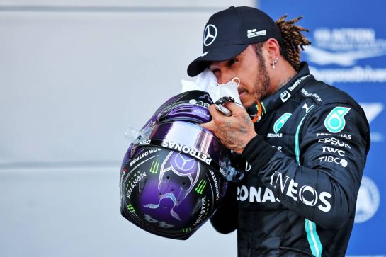 Lewis Hamilton (GBR) Mercedes AMG F1 in qualifying parc ferme.
05.06.2021. Formula 1 World Championship, Rd 6, Azerbaijan Grand Prix, Baku Street Circuit, Azerbaijan, Qualifying Day.
- www.xpbimages.com, EMail: requests@xpbimages.com &copy; Copyright: Batchelor / XPB Images
