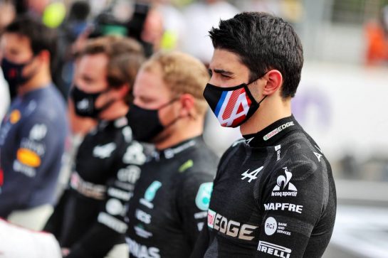 Esteban Ocon (FRA) Alpine F1 Team on the grid.
06.06.2021. Formula 1 World Championship, Rd 6, Azerbaijan Grand Prix, Baku Street Circuit, Azerbaijan, Race Day.
- www.xpbimages.com, EMail: requests@xpbimages.com &copy; Copyright: Charniaux / XPB Images