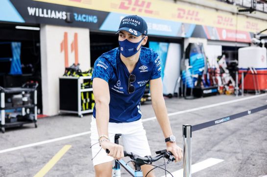 George Russell (GBR) Williams Racing rides the circuit.
17.06.2021. Formula 1 World Championship, Rd 7, French Grand Prix, Paul Ricard, France, Preparation Day.
- www.xpbimages.com, EMail: requests@xpbimages.com &copy; Copyright: Bearne / XPB Images