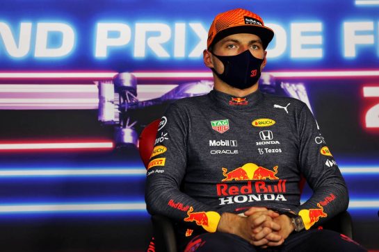 Max Verstappen (NLD) Red Bull Racing in the post qualifying FIA Press Conference.
19.06.2021. Formula 1 World Championship, Rd 7, French Grand Prix, Paul Ricard, France, Qualifying Day.
- www.xpbimages.com, EMail: requests@xpbimages.com &copy; Copyright: Batchelor / XPB Images
