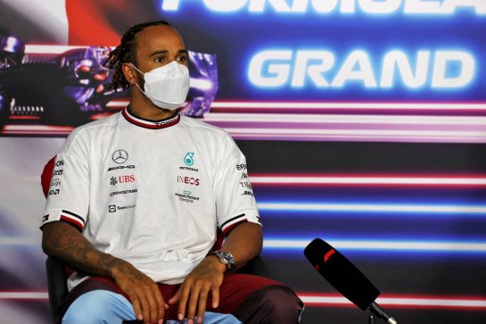 Lewis Hamilton (GBR) Mercedes AMG F1 in the post qualifying FIA Press Conference.
19.06.2021. Formula 1 World Championship, Rd 7, French Grand Prix, Paul Ricard, France, Qualifying Day.
- www.xpbimages.com, EMail: requests@xpbimages.com &copy; Copyright: Batchelor / XPB Images