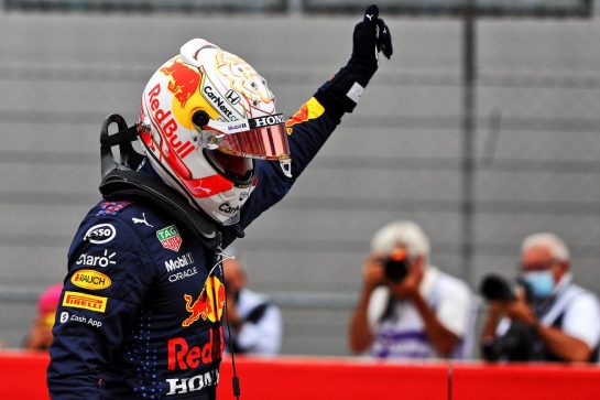 Max Verstappen (NLD) Red Bull Racing celebrates his pole position in qualifying parc ferme.
19.06.2021. Formula 1 World Championship, Rd 7, French Grand Prix, Paul Ricard, France, Qualifying Day.
- www.xpbimages.com, EMail: requests@xpbimages.com &copy; Copyright: Moy / XPB Images