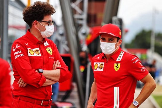 (L to R): Mattia Binotto (ITA) Ferrari Team Principal with Charles Leclerc (MON) Ferrari.
19.06.2021. Formula 1 World Championship, Rd 7, French Grand Prix, Paul Ricard, France, Qualifying Day.
- www.xpbimages.com, EMail: requests@xpbimages.com &copy; Copyright: Moy / XPB Images