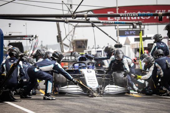 Nicholas Latifi (CDN) Williams Racing FW43B makes a pit stop.
20.06.2021. Formula 1 World Championship, Rd 7, French Grand Prix, Paul Ricard, France, Race Day.
- www.xpbimages.com, EMail: requests@xpbimages.com © Copyright: Bearne / XPB Images