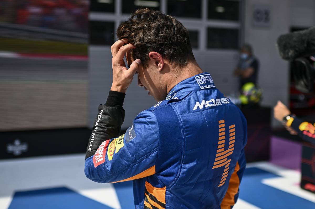 Lando Norris (GBR) McLaren celebrates his second position in qualifying parc ferme. 03.07.2021. Formula 1 World Championship, Rd 9, Austrian Grand Prix, Spielberg