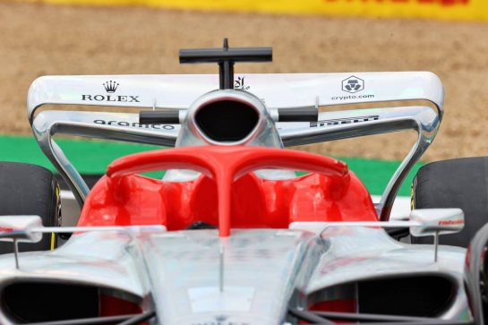 2022 Car Launch - rear wing detail.
15.07.2021. Formula 1 World Championship, Rd 10, British Grand Prix, Silverstone, England, Preparation Day.
- www.xpbimages.com, EMail: requests@xpbimages.com &copy; Copyright: Batchelor / XPB Images