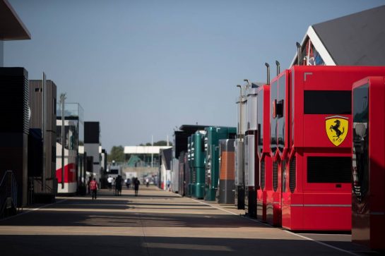 Ferrari - Paddock atmosphere.
18.07.2021. Formula 1 World Championship, Rd 10, British Grand Prix, Silverstone, England, Race Day.
- www.xpbimages.com, EMail: requests@xpbimages.com &copy; Copyright: Staley / XPB Images