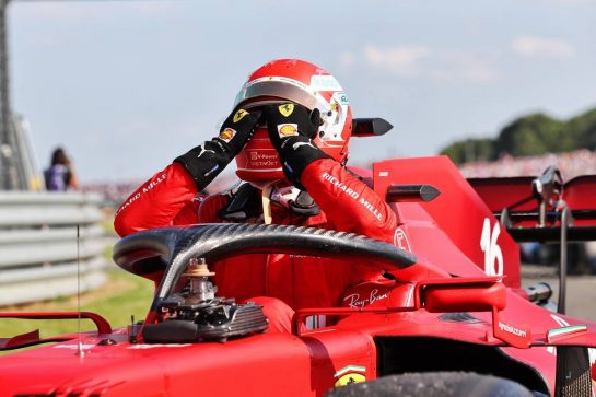 Second placed Charles Leclerc (MON) Ferrari SF-21 in parc ferme.
18.07.2021. Formula 1 World Championship, Rd 10, British Grand Prix, Silverstone, England, Race Day.
- www.xpbimages.com, EMail: requests@xpbimages.com &copy; Copyright: Batchelor / XPB Images