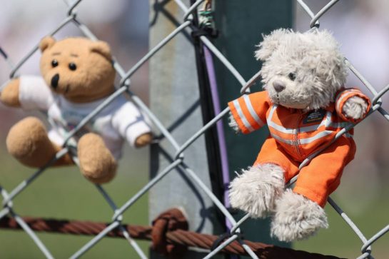 Marshall teddy bear.
18.07.2021. Formula 1 World Championship, Rd 10, British Grand Prix, Silverstone, England, Race Day.
- www.xpbimages.com, EMail: requests@xpbimages.com &copy; Copyright: Batchelor / XPB Images