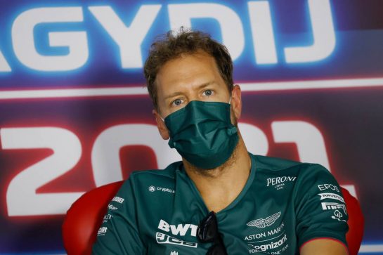 Sebastian Vettel (GER) Aston Martin F1 Team in the FIA Press Conference.
29.07.2021. Formula 1 World Championship, Rd 11, Hungarian Grand Prix, Budapest, Hungary, Preparation Day.
- www.xpbimages.com, EMail: requests@xpbimages.com © Copyright: FIA Pool Image for Editorial Use Only