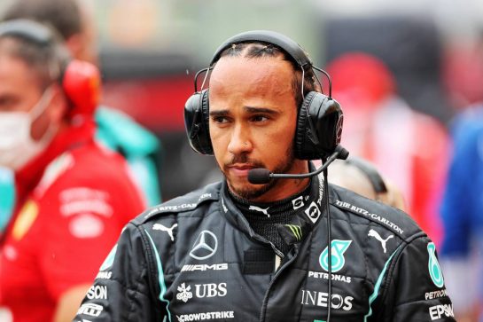 Lewis Hamilton (GBR) Mercedes AMG F1 in the pits as the race is stopped.
01.08.2021. Formula 1 World Championship, Rd 11, Hungarian Grand Prix, Budapest, Hungary, Race Day.
- www.xpbimages.com, EMail: requests@xpbimages.com &copy; Copyright: Charniaux / XPB Images