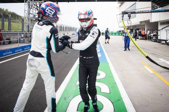 George Russell (GBR) Williams Racing congratulates race winner Esteban Ocon (FRA) Alpine F1 Team.
01.08.2021. Formula 1 World Championship, Rd 11, Hungarian Grand Prix, Budapest, Hungary, Race Day.
- www.xpbimages.com, EMail: requests@xpbimages.com &copy; Copyright: Bearne / XPB Images