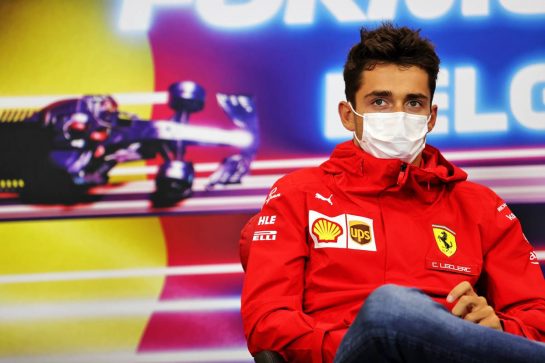 Charles Leclerc (MON) Ferrari in the FIA Press Conference.
26.08.2021. Formula 1 World Championship, Rd 12, Belgian Grand Prix, Spa Francorchamps, Belgium, Preparation Day.
- www.xpbimages.com, EMail: requests@xpbimages.com © Copyright: Charniaux / XPB Images