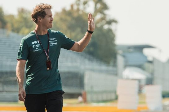 Sebastian Vettel (GER) Aston Martin F1 Team walks the circuit.
09.09.2021. Formula 1 World Championship, Rd 14, Italian Grand Prix, Monza, Italy, Preparation Day.
- www.xpbimages.com, EMail: requests@xpbimages.com © Copyright: Bearne / XPB Images