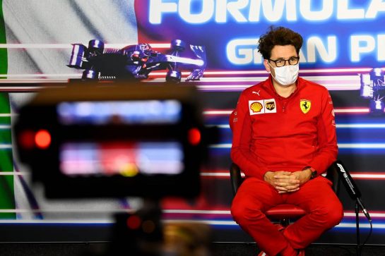 Mattia Binotto (ITA) Ferrari Team Principal in the FIA Press Conference.
10.09.2021. Formula 1 World Championship, Rd 14, Italian Grand Prix, Monza, Italy, Qualifying Day.
- www.xpbimages.com, EMail: requests@xpbimages.com &copy; Copyright: FIA Pool Image for Editorial Use Only