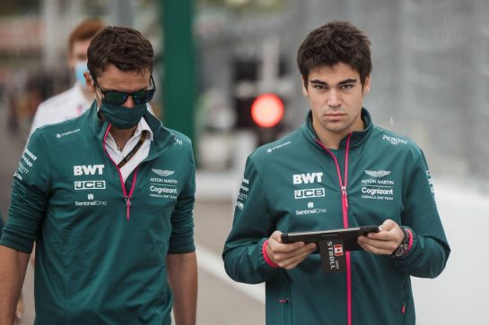 Lance Stroll (CDN) Aston Martin F1 Team walks the circuit with the team.
23.09.2021. Formula 1 World Championship, Rd 15, Russian Grand Prix, Sochi Autodrom, Sochi, Russia, Preparation Day.
- www.xpbimages.com, EMail: requests@xpbimages.com &copy; Copyright: Bearne / XPB Images