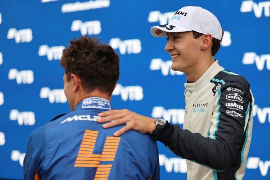 Lando Norris (GBR) McLaren MCL35M and George Russell (GBR) Williams Racing FW43B.
25.09.2021. Formula 1 World Championship, Rd 15, Russian Grand Prix, Sochi Autodrom, Sochi, Russia, Qualifying Day.
- www.xpbimages.com, EMail: requests@xpbimages.com © Copyright: Batchelor / XPB Images