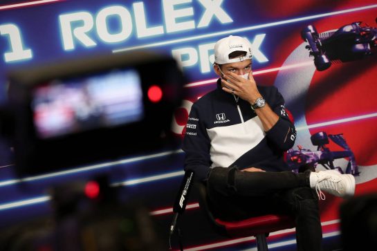 Pierre Gasly (FRA) AlphaTauri in the FIA Press Conference.
07.10.2021. Formula 1 World Championship, Rd 16, Turkish Grand Prix, Istanbul, Turkey, Preparation Day.
- www.xpbimages.com, EMail: requests@xpbimages.com © Copyright: FIA Pool Image for Editorial Use Only