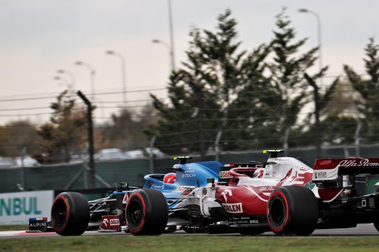 Esteban Ocon (FRA) Alpine F1 Team A521 and Antonio Giovinazzi (ITA) Alfa Romeo Racing C41.
09.10.2021. Formula 1 World Championship, Rd 16, Turkish Grand Prix, Istanbul, Turkey, Qualifying Day.
- www.xpbimages.com, EMail: requests@xpbimages.com © Copyright: Batchelor / XPB Images