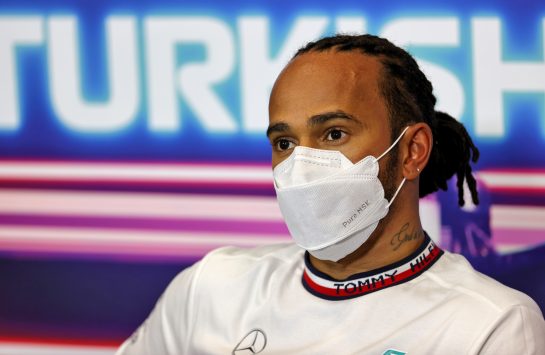 Lewis Hamilton (GBR) Mercedes AMG F1 in the post qualifying FIA Press Conference.
09.10.2021. Formula 1 World Championship, Rd 16, Turkish Grand Prix, Istanbul, Turkey, Qualifying Day.
- www.xpbimages.com, EMail: requests@xpbimages.com © Copyright: Batchelor / XPB Images