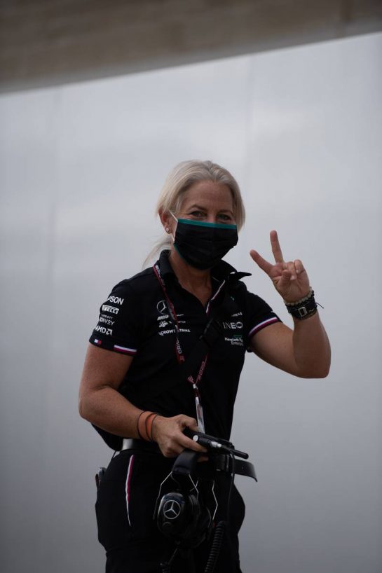 Angela Cullen (NZL) Mercedes AMG F1 Physiotherapist.
23.10.2021. Formula 1 World Championship, Rd 17, United States Grand Prix, Austin, Texas, USA, Qualifying Day.
- www.xpbimages.com, EMail: requests@xpbimages.com &copy; Copyright: Price / XPB Images